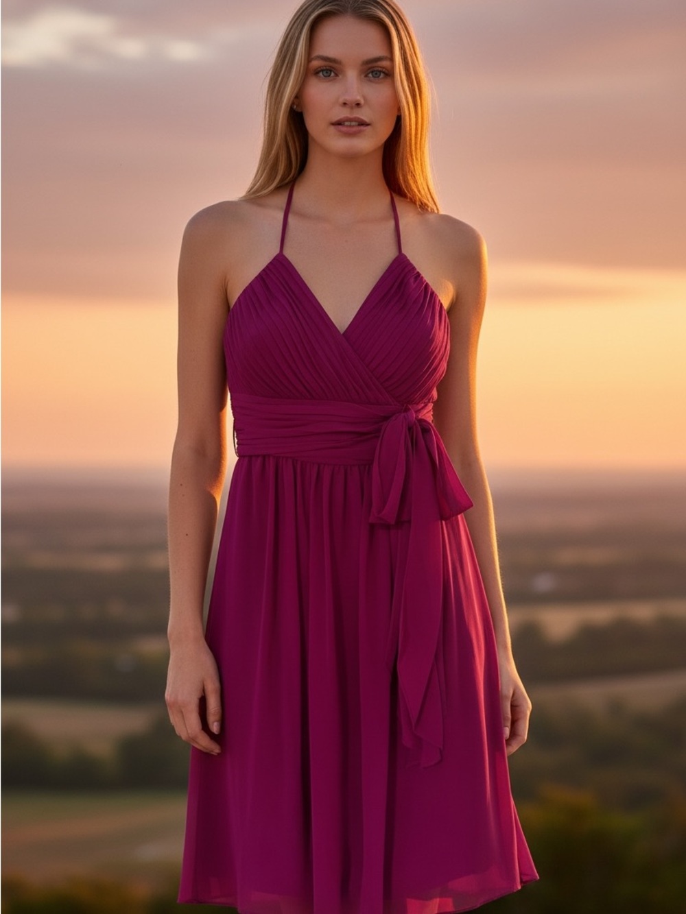 Ralph Lauren Magenta Halter Wrap Dress